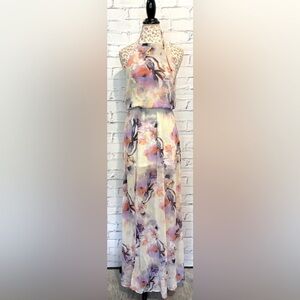 Show Me Your MUMU Heather Halter Maxi Dress Floral Watercolor -NWT- Size X Small